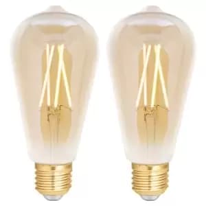 4lite WiZ Connected LED SMART E27 Filament Light Bulbs - Amber - Pack of 2