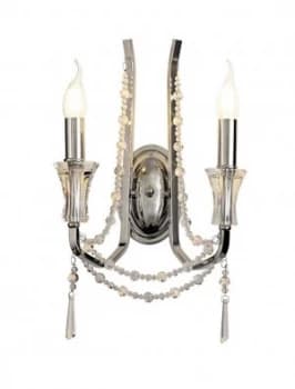 Wall Lamp 2 Candle Light E14 Polished Chrome, Crystal