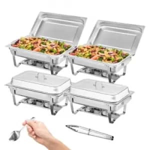 VEVOR 4-Pack Rectangle Chafing Dish Set with Full Size 8Qt Pan Frame Fuel Holder