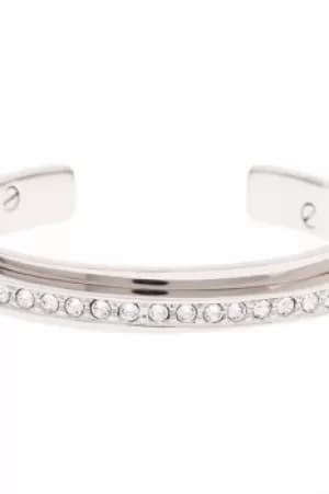 Ladies Karen Millen PVD Silver Plated Crystal Diagonal Cuff Sm KMJ341-01-02SM