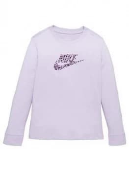 Nike Girls NSW Long Sleeve Print T-Shirt - Purple, Size XL, Women