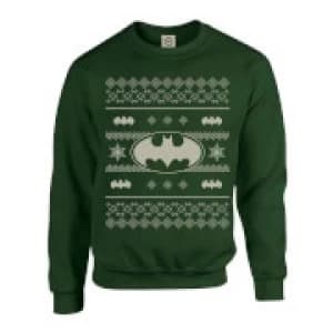 DC Comics Originals Batman Knit Green Christmas Sweatshirt - L - Green