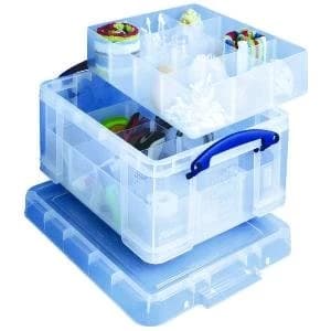 Really Useful Clear 21 Litre Plastic Divided Storage Box 21C6T12T