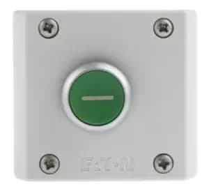 Eaton Momentary Push Button Control Station - NO/NC, Plastic, 1 Cutouts, Green, I, IP69K