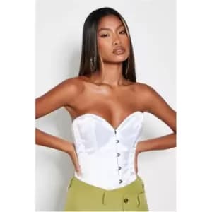 I Saw It First White Longline Front Fastening Corset Top - White