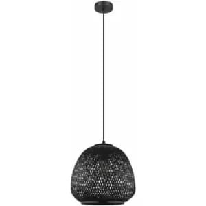 Hanging Ceiling Pendant Light Black Wicker Shade 1 x 40W E27 Hallway Feature