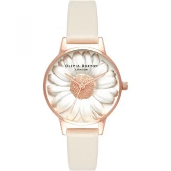 Olivia Burton 3D Daisy Rose Vegan Friendly Gold & Nude Ladies Watch OB16FS101
