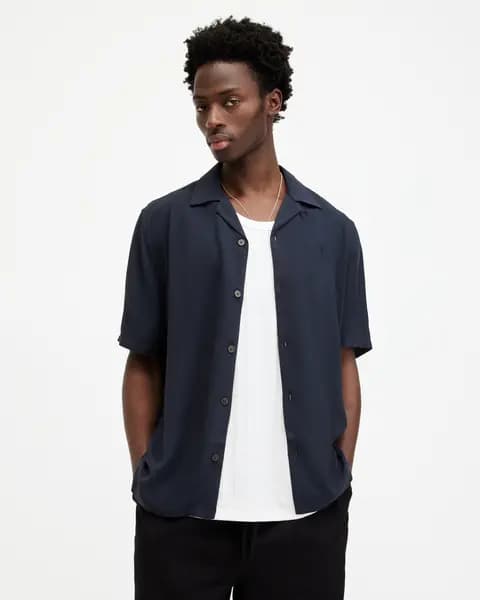 AllSaints Venice Revere Collar Ramskull Shirt