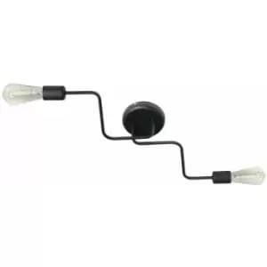 Helam Tube Multi Arm Semi Flush Ceiling Light Black 54cm