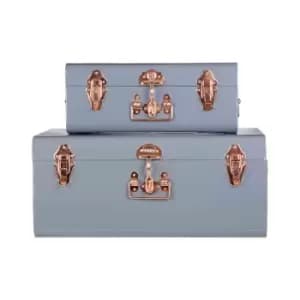 Interiors by PH Set Of 2 Storage Trunks - Copper / Grey