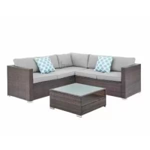Medina Brown 4PC Corner Sofa Set w/ Grey Cushions
