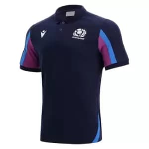Macron Scotland Rugby Polo Shirt Mens - Blue