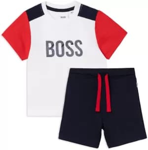 Hugo Boss Logo T-Shirt and Bermuda Shorts Set White/Navy Size 0-3 Months Boys