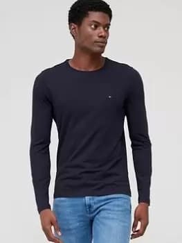 Tommy Hilfiger Stretch Slim Fit Long Sleeve T-Shirt - Navy, Size S, Men