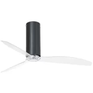 Faro tube - Shiny Black, Transparent Ceiling Fan With dc Motor Smart - Remote Included
