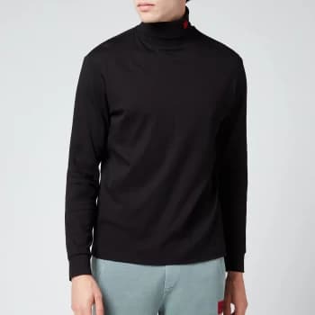 Hugo Boss Red Logo Turtleneck Jumper Black Size L Men