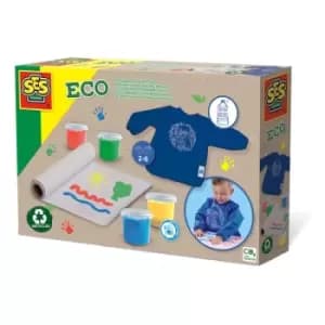 SES CREATIVE Eco Fingerpaint Set with Childrens Apron, 2 Years and Above (24924)