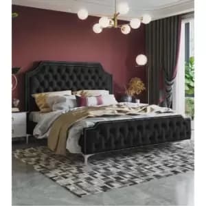 Gaia Bed King Plush Velvet Black