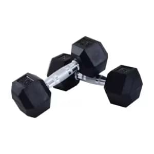 Homcom 2X10Kg Hexagonal Rubber Dumbbell Sets Ergo Weight Fitness Gym Workout Pair