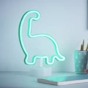 Glow Luca Neon Dinosaur Green LED Table Lamp