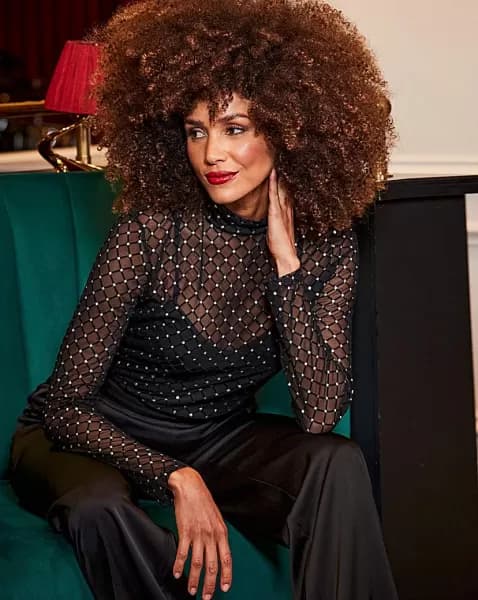 Sosandar Sparkle Mesh Top