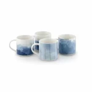Tower Ink Mug, Set Of 4 - Blue