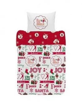 Elf on the Shelf Reversible Christmas Junior Duvet Cover Set, Multi