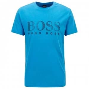 Hugo Boss Crew Neck Large Logo T-Shirt Blue Size M Men
