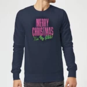 National Lampoon Merry Christmas (Kiss My @$$) Christmas Sweatshirt - Navy - 3XL