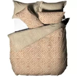 Furn Tanza Global Geometric Duvet Cover Set (King) (Terracotta) - Terracotta
