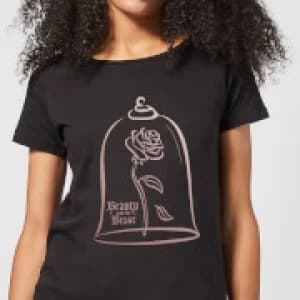 Disney Beauty And The Beast Rose Gold Womens T-Shirt - Black