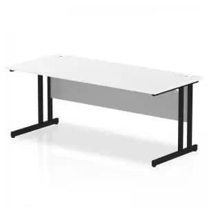 Impulse 1800 x 800mm Straight Desk White Top Black Cantilever Leg