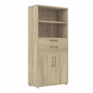 Prima Bookcase with 4 Shelves and 2 Drawers, Oak