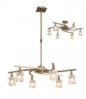 TelescopicCeiling Pendant Semi Flush Convertible 6 Light G9, Antique Brass