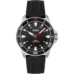 HUGO Streetdiver Mens Black Silicone Strap Watch