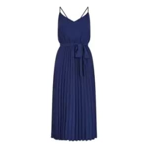 Mela London Navy Pleated Strappy Midi Dress - Blue