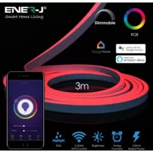 Ener-j - Smart WiFi RGB LED Neon Flex Kit IP65 Includes 3m RGB LED Neon Flex, WiFi + IR Controller & Plug and Play Power Supply, APP & Voice Control