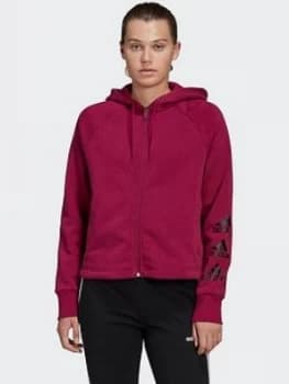 adidas Stacked Full Zip Hoodie - Berry Size M Women