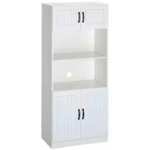 HOMCOM Kitchen Storage Cabinet Cupborad With 5-tier Shelving 4 Doors - White