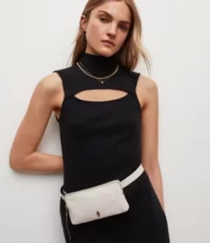 Lila AllSaints Womens Leather Bag Belt, ROE White, Size: S/M