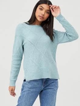 Oasis Argyle Stitch Jumper - Pale Green Size M Women