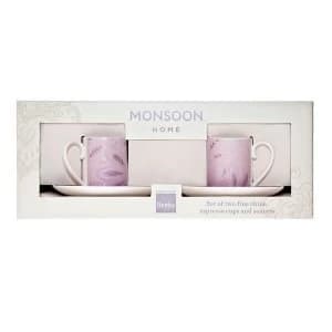 Denby Monsoon Chantilly Espresso Cup and Saucer X 2