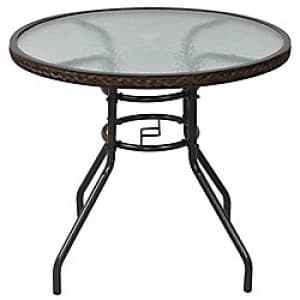 Outsunny Rattan Round Table 867-064 Brown