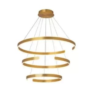 Larissa Lighting - Larissa Ilio Ceiling Pendant Light 3 Light (30/40/50 W ) 3000K Aluminum, Acryli Antique Brush Gold