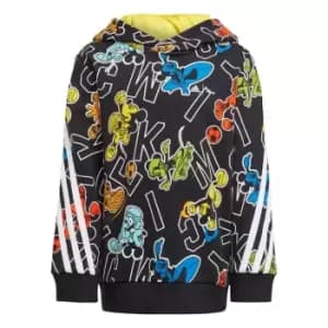 adidas x Disney Mickey Mouse Hoodie Kids - Black / White / Impact Yellow