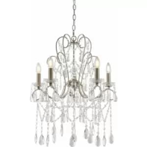 Loops - Aged Silver Ceiling Chandelier - 5 Bulb Light Decorative Ceiling Pendant Fitting