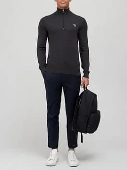 Ps Paul Smith Zebra Logo Quarter Zip Knitted Jumper - Grey