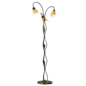 Alga Multi Arm Floor Lamp, Glass Shades, 3x E14