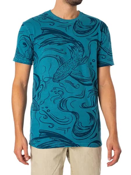 Superdry Vintage Overdye Printed T-Shirt Quayside Blue M