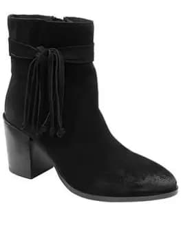 Ravel Ravel Soran Black Suede Western Ankle Boot, Black, Size 5, Women